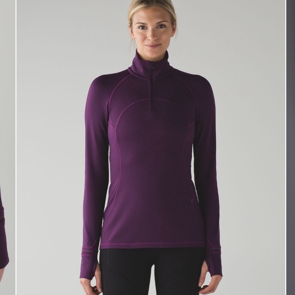 Lululemon First Mile 1/2 Zip Pullover Darkest Magenta 6 ruched back - Picture 2 of 14
